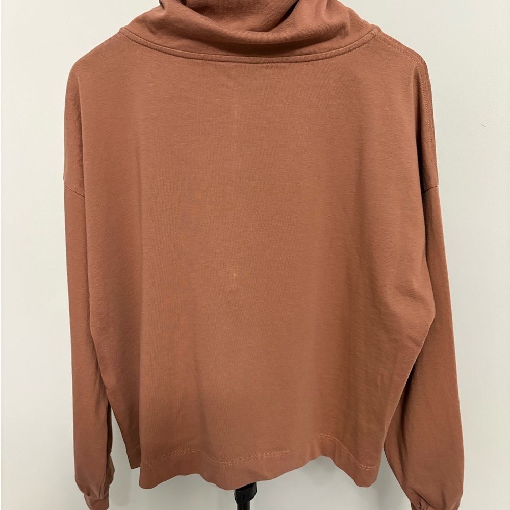 Lilla P Seasoft Half Zip Pullover Sweatshirt in Rust Clay | Relaxed Fit L - Picture 4 of 8